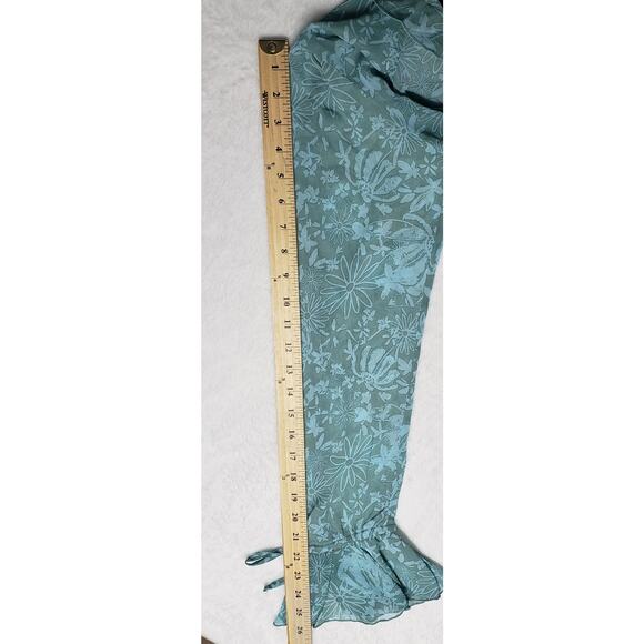 Wild Fable Sheer Floral Kimono Cardigan Light Blue, Ruffle Tie Front, Size Small - Picture 9 of 11